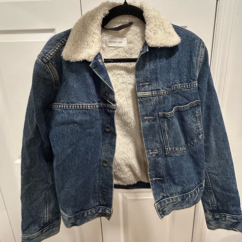 Helmut Lang Blue Denim Jacket with Cream Sherpa Lining